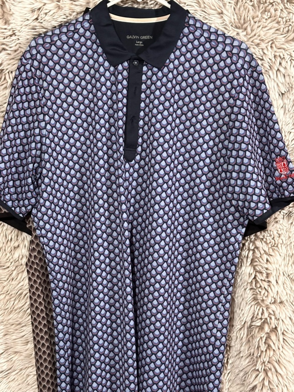Men's Navy Patterned Polo